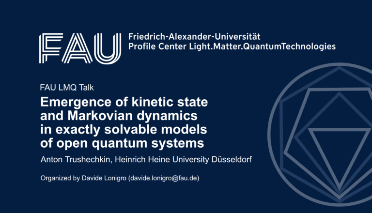 FAU LMQ Talk: Emergence of Kinetic State and Markovian Dynamics in Exactly Solvable Models of Open Quantum Systems